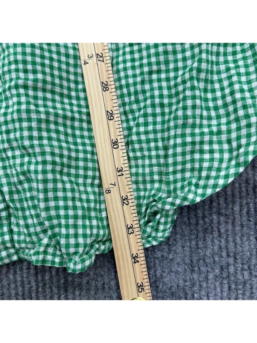 Ralph Lauren 100% Linen Classic Fit SS Button Up Green Gingham Plaid Mens Sz XLT - Picture 7 of 8